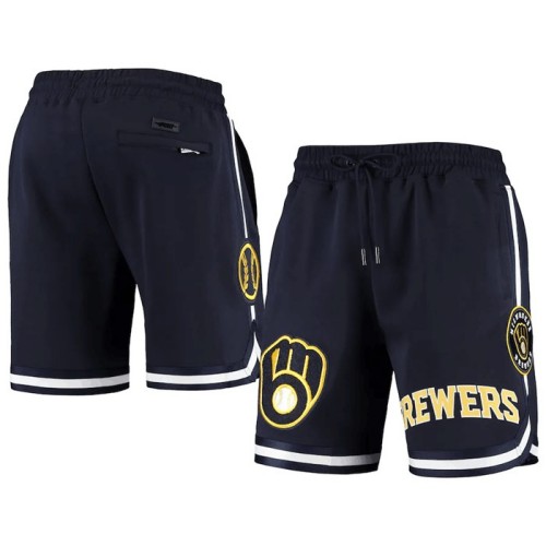 Men's Milwaukee Brewers Navy Shorts - Click Image to Close